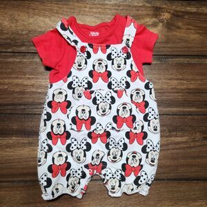 Disney Baby 2Piece Minnie Mouse Overalls W/T 6/9 M
